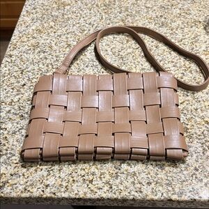 Anthropologie Taupe Woven Crossbody Bag